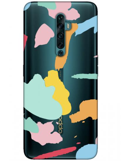 Oppo Reno2 Z Sanatsal Boyalar Şeffaf Telefon Kılıfı