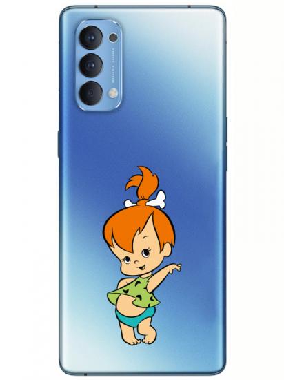 Oppo Reno 4 Taş Devri Kız Bebek Şeffaf Telefon Kılıfı