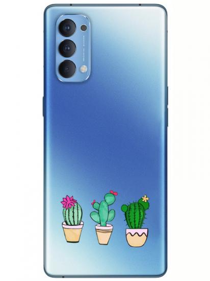 Oppo Reno 4 Kaktüs Şeffaf Telefon Kılıfı