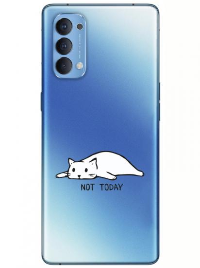 Oppo Reno 4 Not Today Kedi Şeffaf Telefon Kılıfı