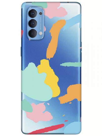 Oppo Reno 4 Sanatsal Boyalar Şeffaf Telefon Kılıfı