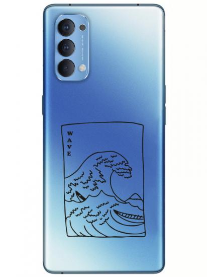 Oppo Reno 4 Kanagawa Wave Şeffaf Telefon Kılıfı