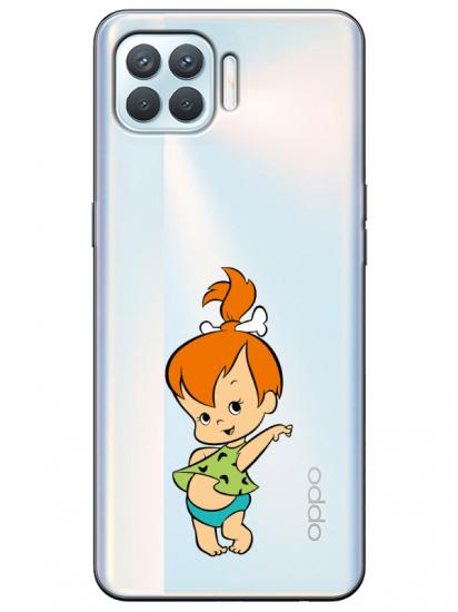 Oppo Reno 4 Lite Taş Devri Kız Bebek Şeffaf Telefon Kılıfı