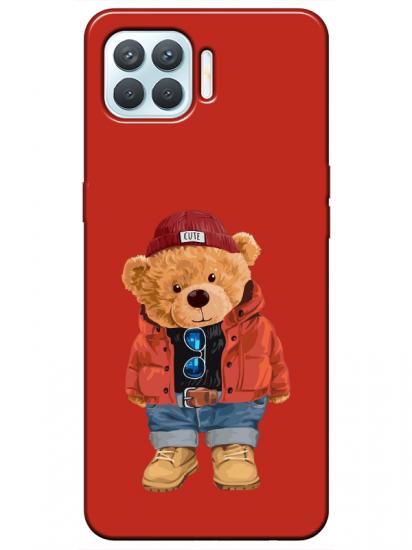 Oppo Reno 4 Lite Teddy Bear Kırmızı Telefon Kılıfı