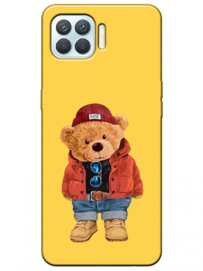 Oppo Reno 4 Lite Teddy Bear Sarı Telefon Kılıfı