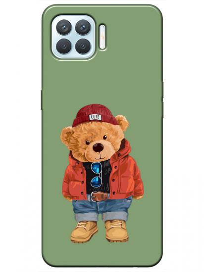 Oppo Reno 4 Lite Teddy Bear Yeşil Telefon Kılıfı