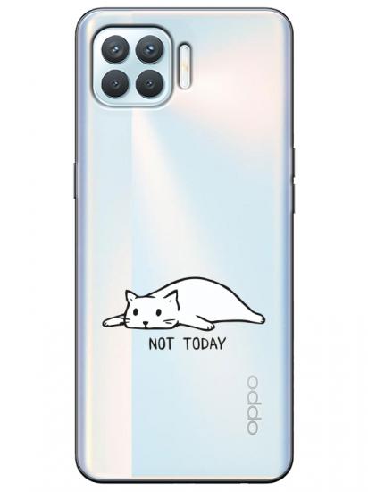 Oppo Reno 4 Lite Not Today Kedi Şeffaf Telefon Kılıfı