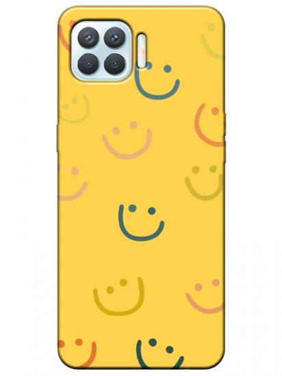 Oppo Reno 4 Lite Emoji Gülen Yüz Sarı Telefon Kılıfı