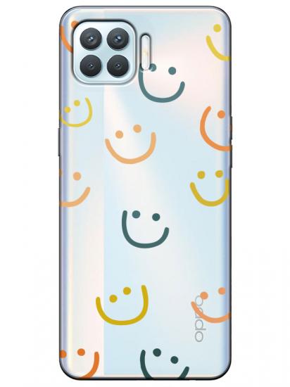 Oppo Reno 4 Lite Emoji Gülen Yüz Şeffaf Telefon Kılıfı