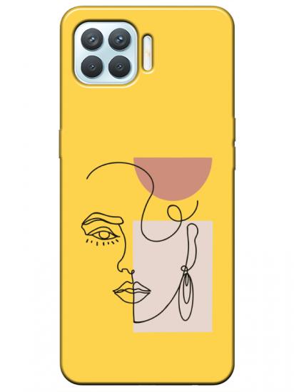 Oppo Reno 4 Lite Women Art Sarı Telefon Kılıfı