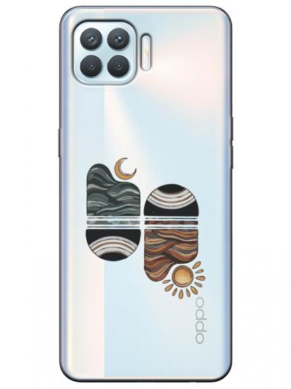 Oppo Reno 4 Lite Sunset Wave Şeffaf Telefon Kılıfı