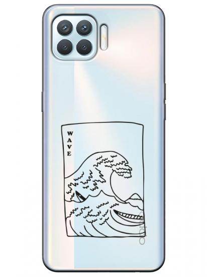 Oppo Reno 4 Lite Kanagawa Wave Şeffaf Telefon Kılıfı