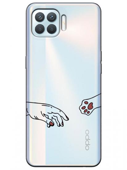 Oppo Reno 4 Lite Hand And Paw Şeffaf Telefon Kılıfı