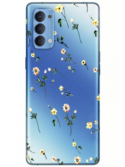 Oppo Reno 4 Çiçekli Şeffaf Telefon Kılıfı