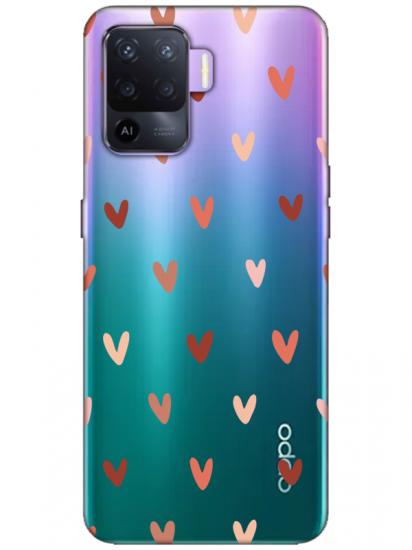 Oppo Reno 5 Lite Kalp Desen Şeffaf Telefon Kılıfı