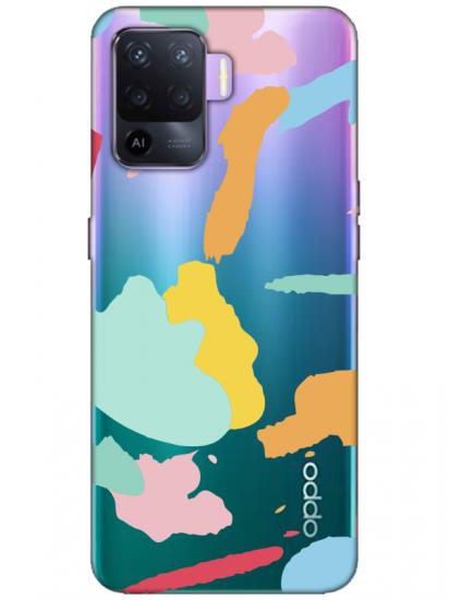 Oppo Reno 5 Lite Sanatsal Boyalar Şeffaf Telefon Kılıfı