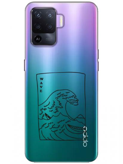 Oppo Reno 5 Lite Kanagawa Wave Şeffaf Telefon Kılıfı