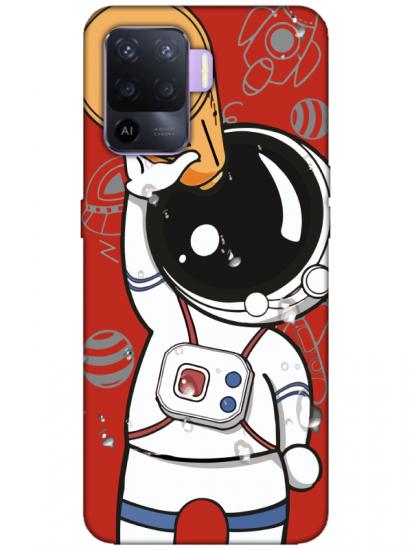 Oppo Reno 5 Lite Astronot Kırmızı Telefon Kılıfı