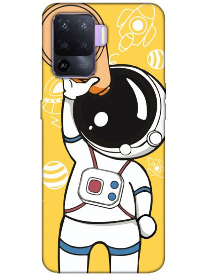 Oppo Reno 5 Lite Astronot Sarı Telefon Kılıfı