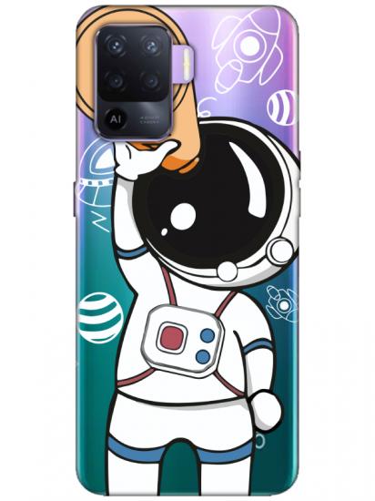 Oppo Reno 5 Lite Astronot Şeffaf Telefon Kılıfı