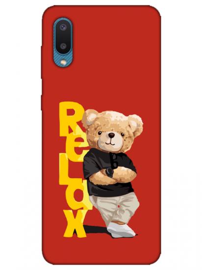 Samsung A02 Teddy Bear Relax Kırmızı Telefon Kılıfı