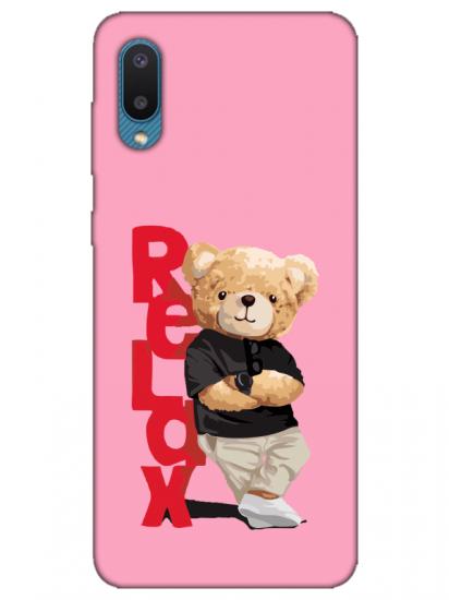 Samsung A02 Teddy Bear Relax Pembe Telefon Kılıfı