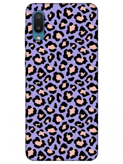 Samsung A02 Leopar Desenli Lila Telefon Kılıfı