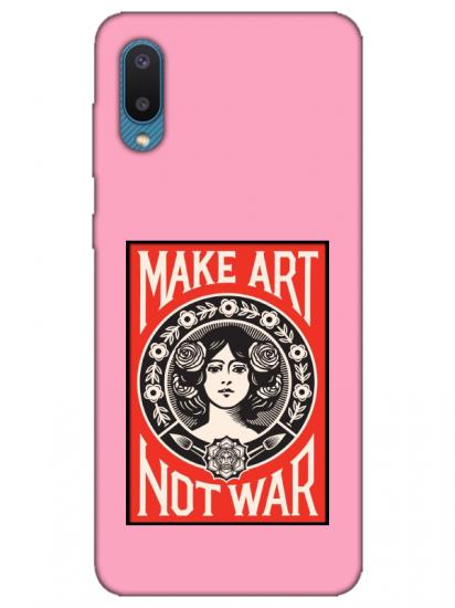 Samsung A02 Make Art Not War Pembe Telefon Kılıfı