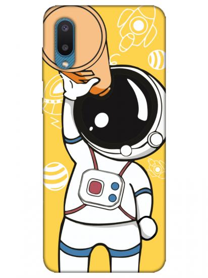 Samsung A02 Astronot Sarı Telefon Kılıfı