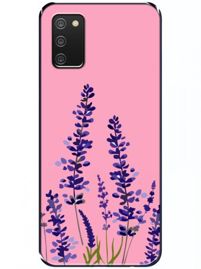 Samsung A02s Lavanta Desenli Pembe Telefon Kılıfı