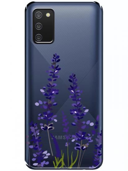 Samsung A02s Lavanta Desenli Şeffaf Telefon Kılıfı