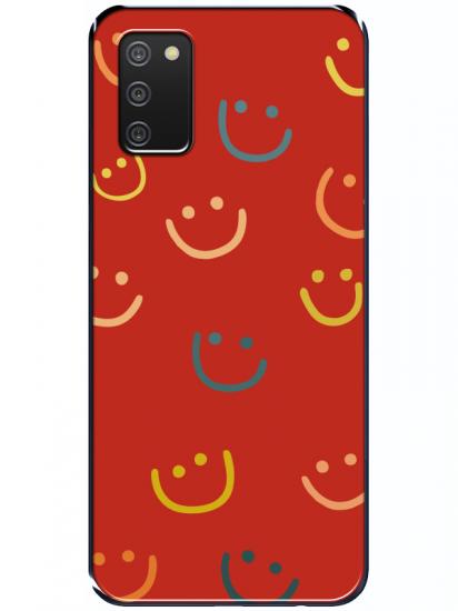 Samsung A02s Emoji Gülen Yüz Kırmızı Telefon Kılıfı