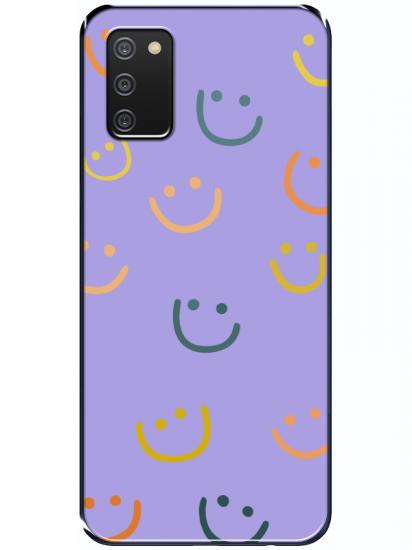 Samsung A02s Emoji Gülen Yüz Lila Telefon Kılıfı