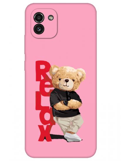 Samsung A03 Teddy Bear Relax Pembe Telefon Kılıfı