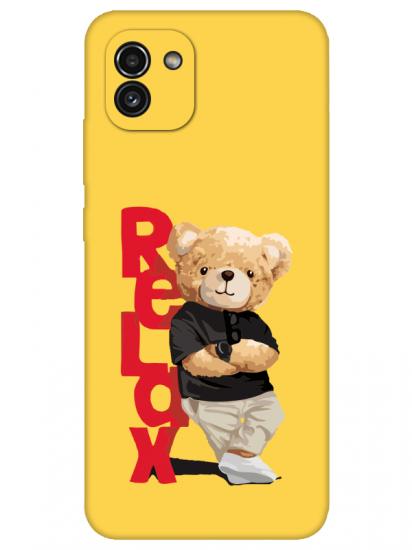 Samsung A03 Teddy Bear Relax Sarı Telefon Kılıfı