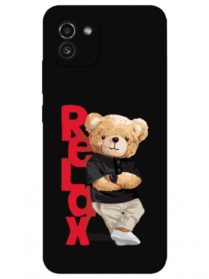 Samsung A03 Teddy Bear Relax Siyah Telefon Kılıfı