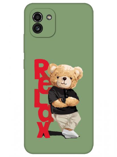 Samsung A03 Teddy Bear Relax Yeşil Telefon Kılıfı