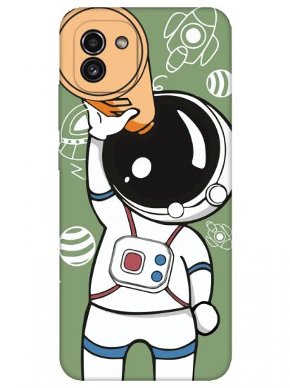 Samsung A03 Astronot Yeşil Telefon Kılıfı