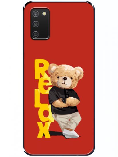 Samsung A03s Teddy Bear Relax Kırmızı Telefon Kılıfı