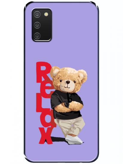 Samsung A03s Teddy Bear Relax Lila Telefon Kılıfı