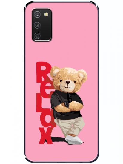 Samsung A03s Teddy Bear Relax Pembe Telefon Kılıfı