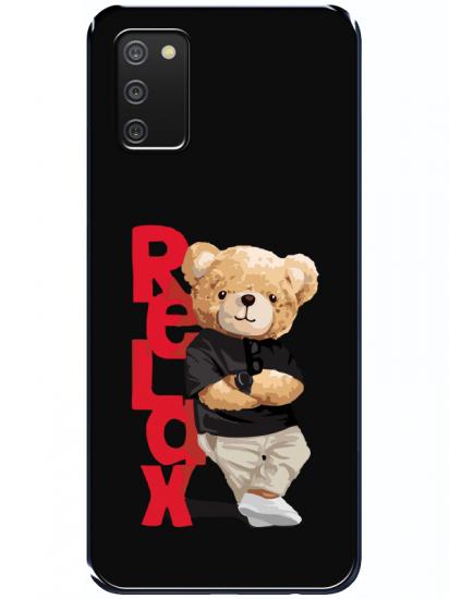 Samsung A03s Teddy Bear Relax Siyah Telefon Kılıfı