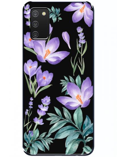 Samsung A03s Kış Çiçeği Siyah Telefon Kılıfı