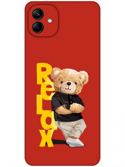 Samsung A04 Teddy Bear Relax Kırmızı Telefon Kılıfı