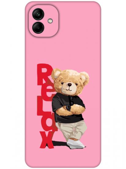 Samsung A04 Teddy Bear Relax Pembe Telefon Kılıfı