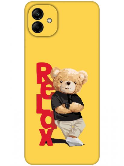 Samsung A04 Teddy Bear Relax Sarı Telefon Kılıfı