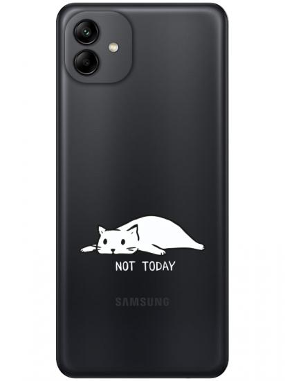 Samsung A04 Not Today Kedi Şeffaf Telefon Kılıfı