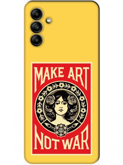 Samsung A04s Make Art Not War Sarı Telefon Kılıfı