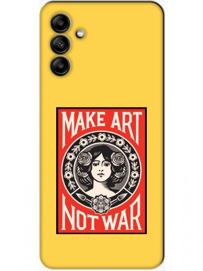 Samsung A04s Make Art Not War Sarı Telefon Kılıfı