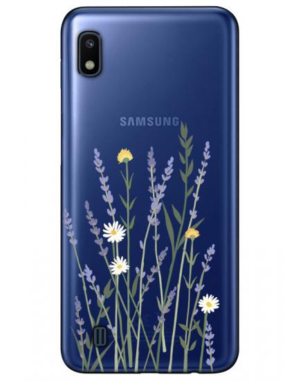 Samsung A10 Lavanta Desenli Şeffaf Telefon Kılıfı